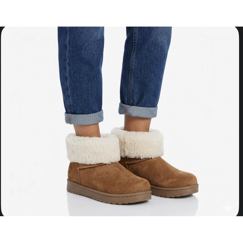 SO Faux Fur Cuff Ankle Boots Size 6 Chestnut color Brand New in Box Never worn - Picture 9 of 9